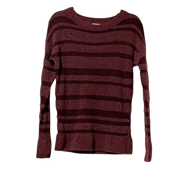 Fossil Womens Size Medium Wool Blend Burgundy Striped Sweater Hand Wash - Picture 1 of 7